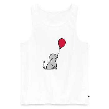 Luftballon Hund cool sitzend - Männer Premium Bio Tank Top - Weiß - Vorne - AI Model Male 178 light (178cm)