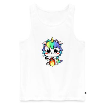 00221 süßes Drachen Einhorn Baby spielt mit Feuer - Männer Premium Bio Tank Top - Weiß - Vorne - Michal (187cm)