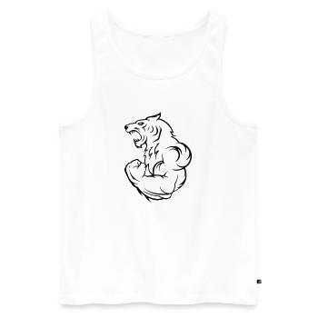loup tigre fort - Débardeur bio Premium Homme - blanc - Devant - Michal (187cm)