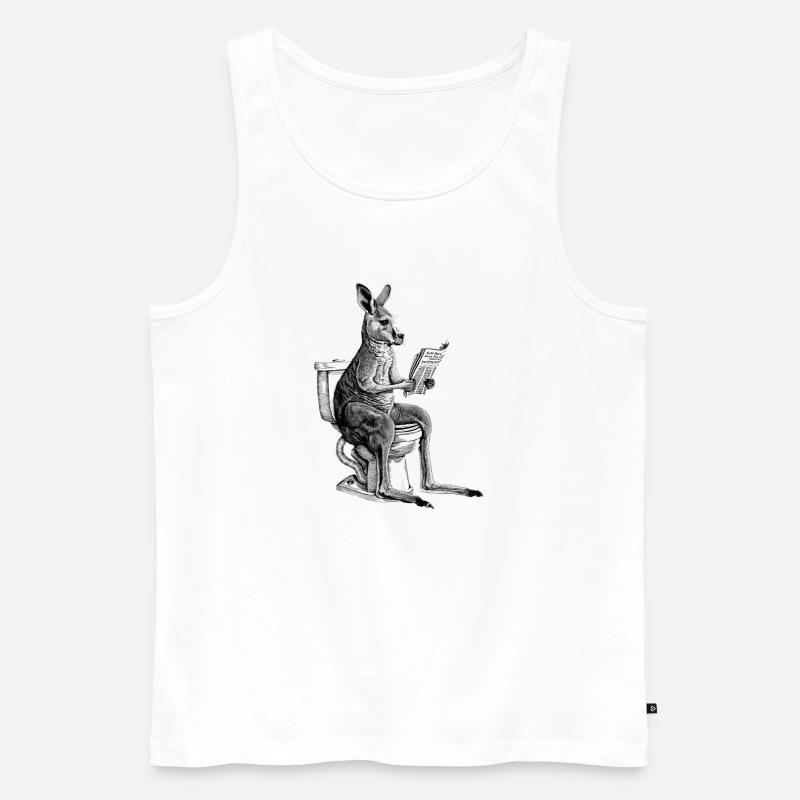 Känguru bei der Zeitungslektüre - Männer Premium Bio Tank Top - Weiß