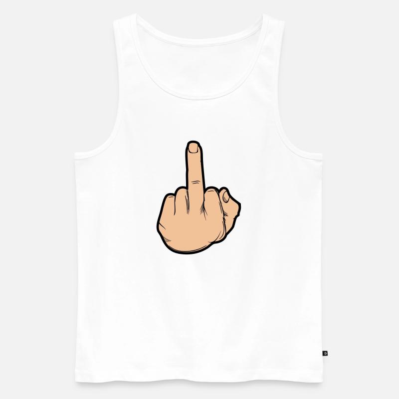 hand mittelfinger - Männer Premium Bio Tank Top - Weiß
