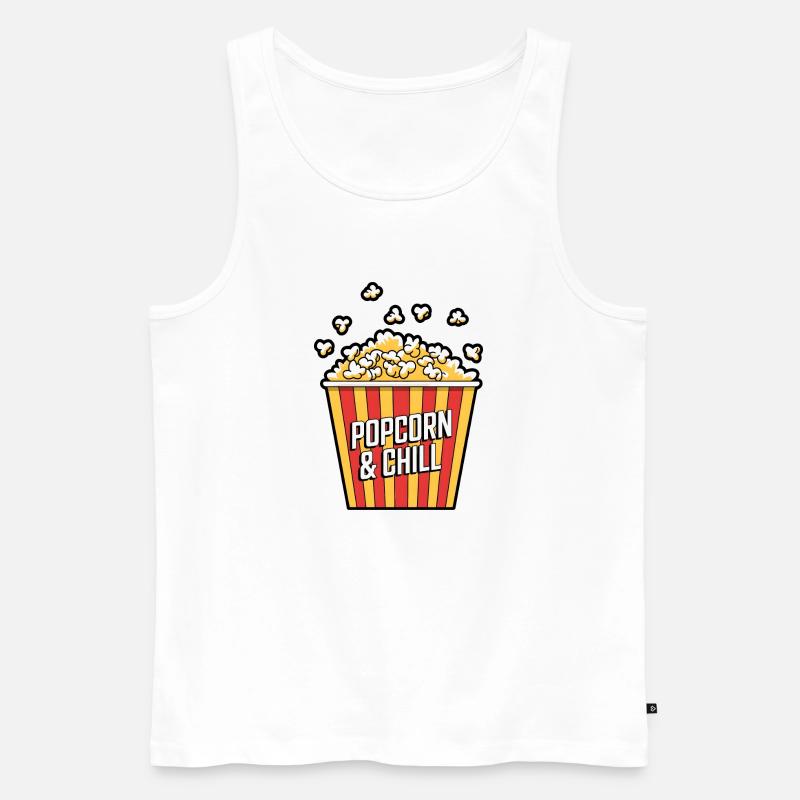 Popcorn & Chill - Männer Premium Bio Tank Top - Weiß