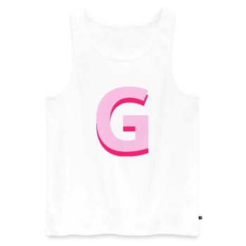 Pop- und moderner rosafarbener Buchstabe g - Männer Premium Bio Tank Top - Weiß - Vorne - Michal (187cm)