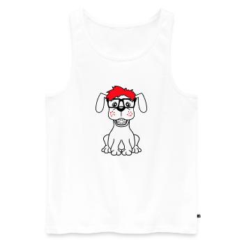 Hund Nerd Hornbrille Geek Zahnspange Schlau Lustig - Männer Premium Bio Tank Top - Weiß - Vorne - AI Model Male 178 light (178cm)