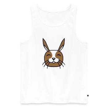 Lapin Drôle Visage Sourire Heureux Amical - Débardeur bio Premium Homme - blanc - Devant - Michal (187cm)