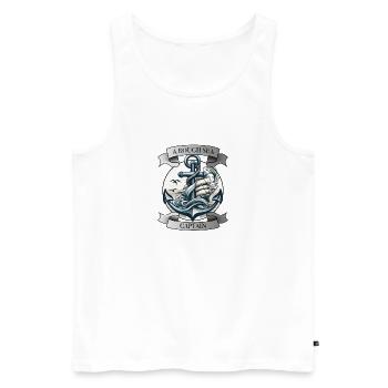 La navigation à l’ancre prépare les marins à l’aventure - Débardeur bio Premium Homme - blanc - Devant - AI Model Male 178 light (178cm)