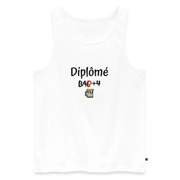 Diplômé bar +4 - Débardeur bio Premium Homme - blanc - Devant - Michal (187cm)