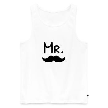 Mister Mustache - Männer Premium Bio Tank Top - Weiß - Vorne - AI Model Male 178 light (178cm)