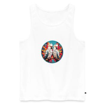 Kakadus Kakadupärchen im bunten Farbkreis - Männer Premium Bio Tank Top - Weiß - Vorne - AI Model Male 178 light (178cm)