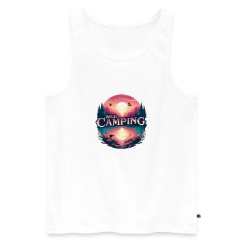 Camping en pleine nature - Débardeur bio Premium Homme - blanc - Devant - Michal (187cm)