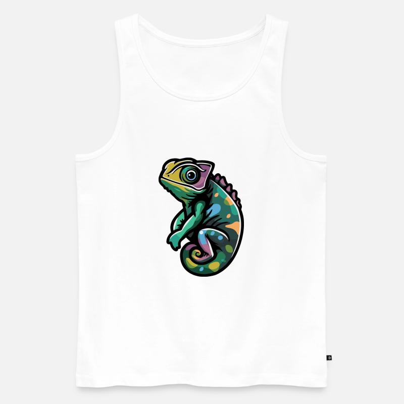 Chameleon Comic - Männer Premium Bio Tank Top - Weiß
