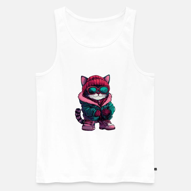 Katze Cool Comic - Männer Premium Bio Tank Top - Weiß