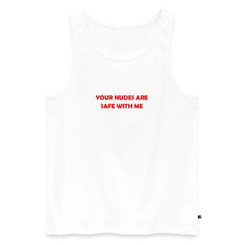 Your Nudes Are Safe With Me - Débardeur bio Premium Homme - blanc - Devant - AI Model Male 178 light (178cm)