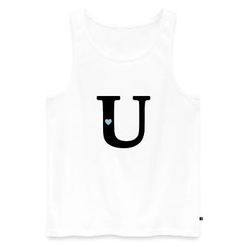 Lettre U Lettre initiale - Débardeur bio Premium Homme - blanc - Devant - AI Model Male 178 light (178cm)