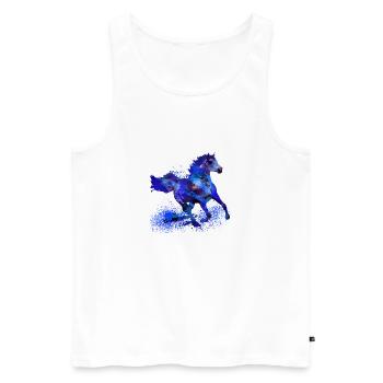 cheval, bleu, graffiti, peinture, étalon - Débardeur bio Premium Homme - blanc - Devant - Michal (187cm)