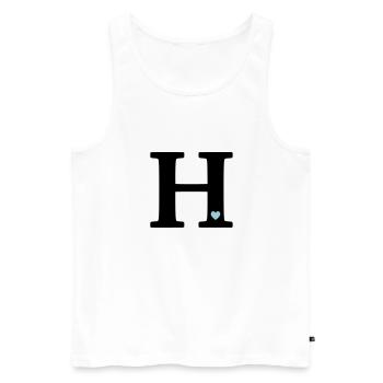 Lettre H Lettre initiale - Débardeur bio Premium Homme - blanc - Devant - AI Model Male 178 light (178cm)