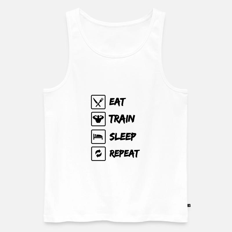 Manger Train Dormir Répéter - Débardeur bio Premium Homme - blanc