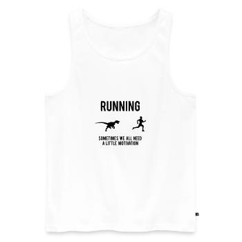 MANCHMAL BRAUCH JEDER EINE MOTIVATION - Männer Premium Bio Tank Top - Weiß - Vorne - AI Model Male 178 light (178cm)