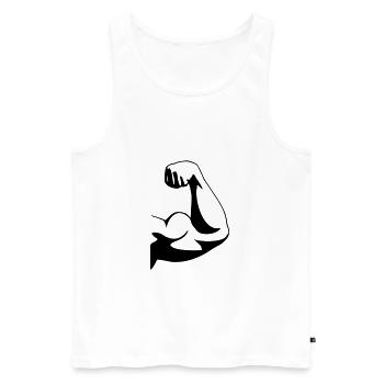 Bodybuilder Arm - Männer Premium Bio Tank Top - Weiß - Vorne - Michal (187cm)