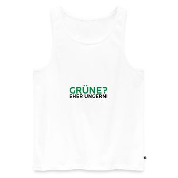 Grüne? Eher ungern! - Männer Premium Bio Tank Top - Weiß - Vorne - AI Model Male 178 light (178cm)
