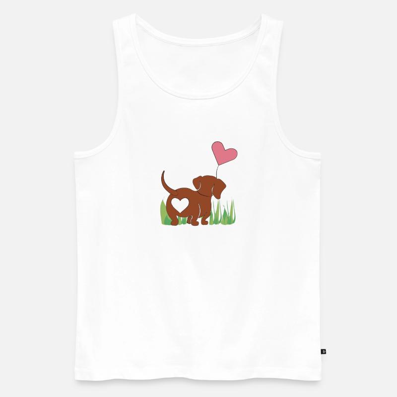 Dackel mit Herz - Geschenk - Geschenkidee - Männer Premium Bio Tank Top - Weiß