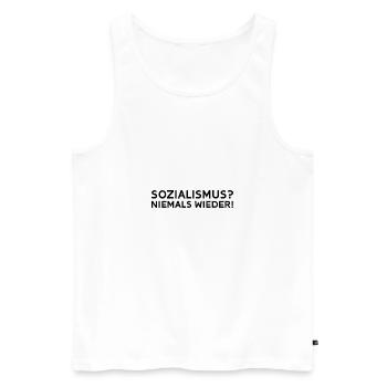 Sozialismus? Niemals wieder! - Männer Premium Bio Tank Top - Weiß - Vorne - AI Model Male 178 light (178cm)