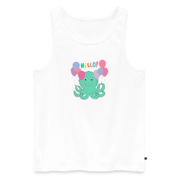 Krake Mit Luftballons sagt Hallo - Meer Spaß - Männer Premium Bio Tank Top - Weiß - Vorne - AI Model Male 178 light (178cm)