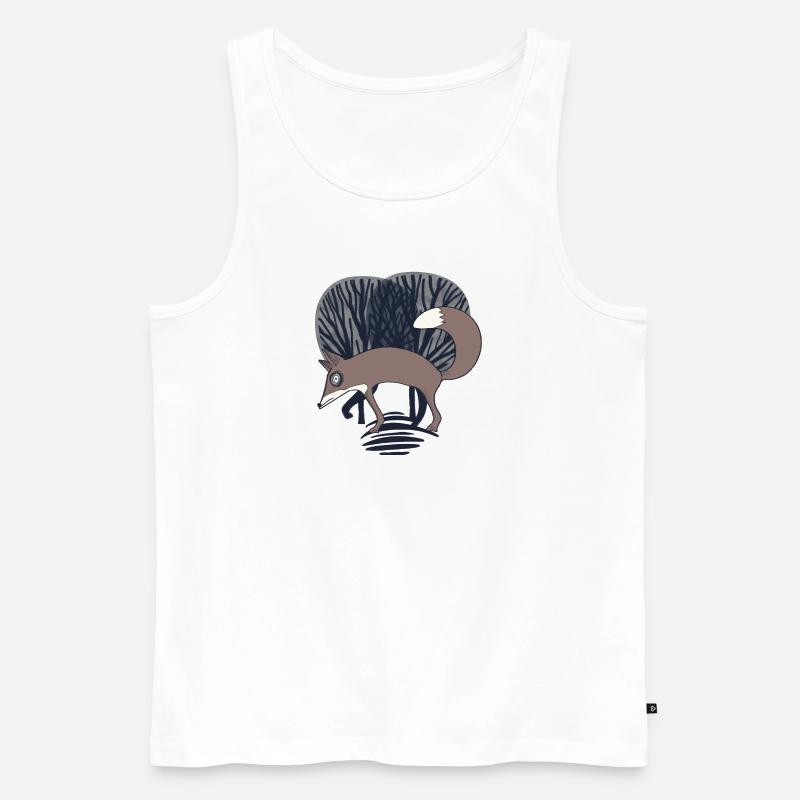 Fuchs im Wald_ Grau - Männer Premium Bio Tank Top - Weiß