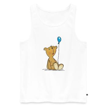 Teddybär mit blauem Luftballon Kuscheltier Kinder - Männer Premium Bio Tank Top - Weiß - Vorne - Michal (187cm)