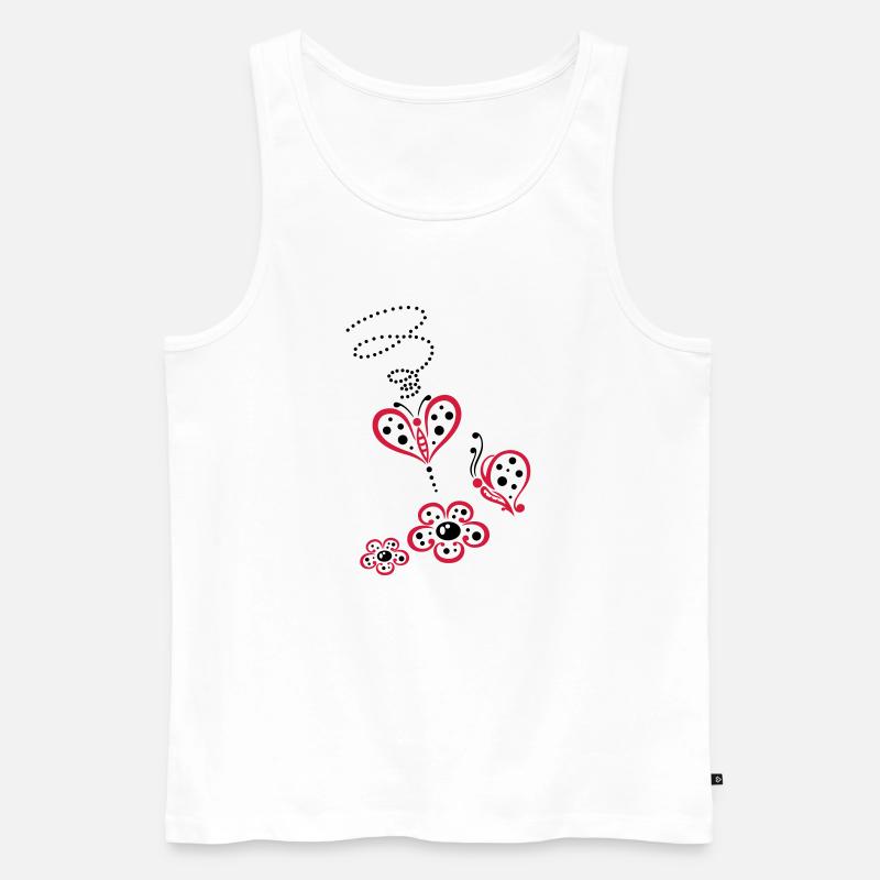 Bunte Schmetterlinge mit Blumen, Sommerwiese - Männer Premium Bio Tank Top - Weiß