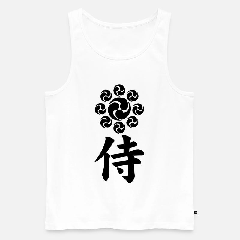 Samurai-Emblem des Uesugi-Clans (schwarz) - Männer Premium Bio Tank Top - Weiß