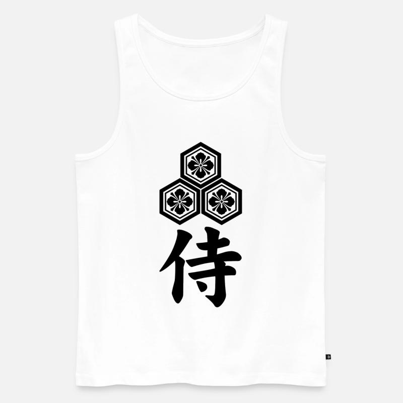 Samurai-Emblem des Asai-Clans (schwarz) - Männer Premium Bio Tank Top - Weiß