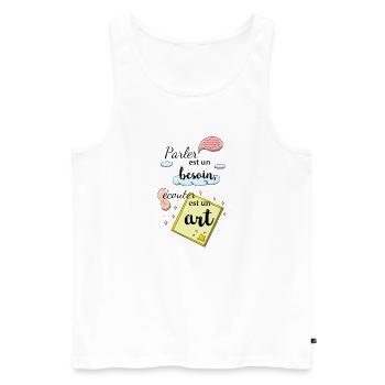 Ecouter est un art - Débardeur bio Premium Homme - blanc - Devant - Michal (187cm)