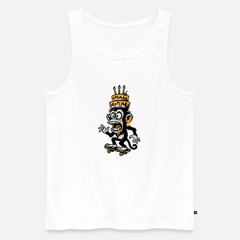 Absurde Affen Geburtstagstorte Illustration - Männer Premium Bio Tank Top - Weiß