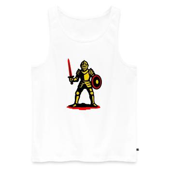 Gelber Ritter mit rotem Schwert - Männer Premium Bio Tank Top - Weiß - Vorne - AI Model Male 178 light (178cm)