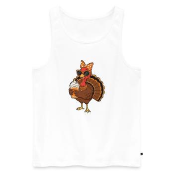 Turkey Coffee Lover Funny Thanksgiving Vibe - Men's Premium Organic Tank Top - white - Front - AI Model Male 178 light (178cm)