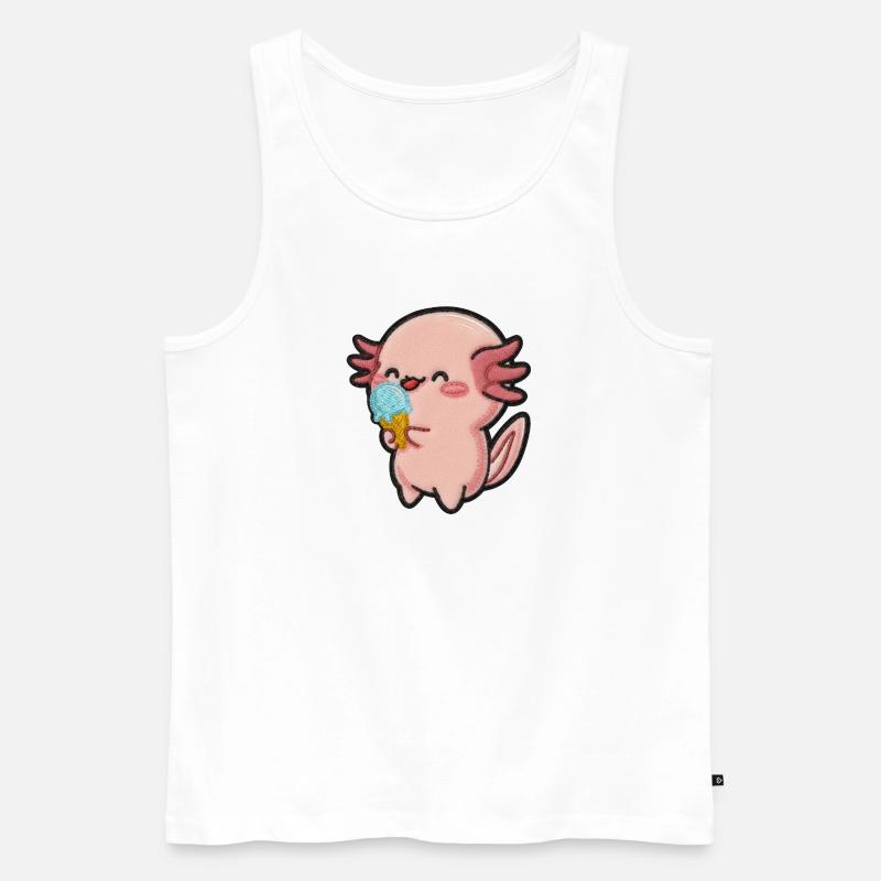 Kleiner Axolotl Eiscreme Spaß - Männer Premium Bio Tank Top - Weiß