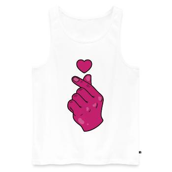 Kpop Koreanische Musik Niedlich Pink Finger Herz Liebe - Männer Premium Bio Tank Top - Weiß - Vorne - Michal (187cm)
