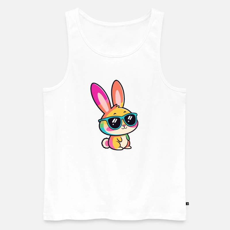 Regenbogenkaninchen mit Brille - Männer Premium Bio Tank Top - Weiß
