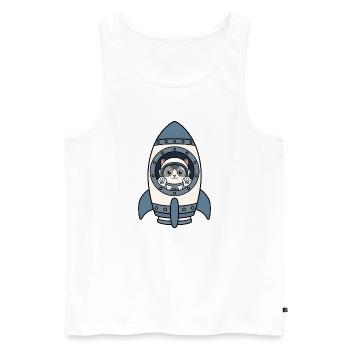 Katze Astronaut Rakete Weltraum Katze Vektor Shirt - Männer Premium Bio Tank Top - Weiß - Vorne - Michal (187cm)
