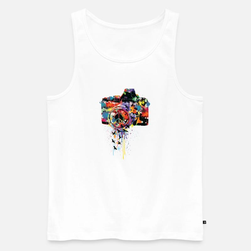 splattered camera - Männer Premium Bio Tank Top - Weiß