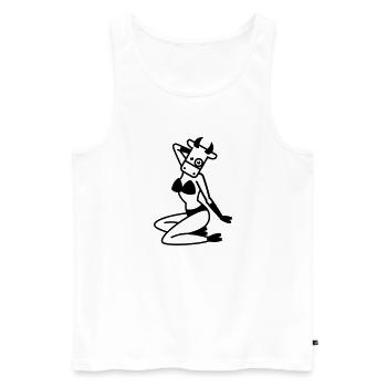 Pin-Up-Kuh / -Cow / -Vache / -Vaca / -Vacca / -Koe - Men's Premium Organic Tank Top - white - Front - AI Model Male 178 light (178cm)
