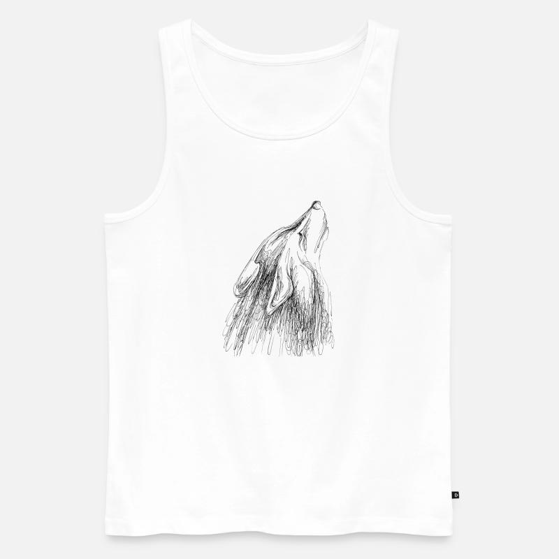 Heulender Wolf - Männer Premium Bio Tank Top - Weiß