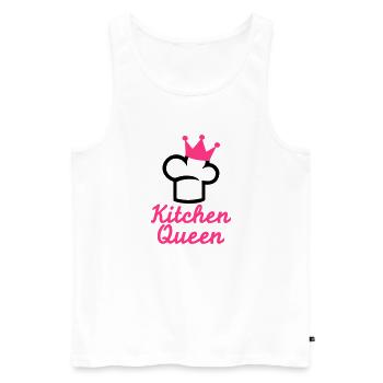 Kitchen Queen - Men's Premium Organic Tank Top - white - Front - AI Model Male 178 light (178cm)