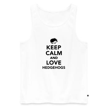Keep calm and love hedgehogs - Débardeur bio Premium Homme - blanc - Devant - Michal (187cm)