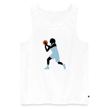 basketball_woman_112014_a_3c - Männer Premium Bio Tank Top - Weiß - Vorne - Michal (187cm)
