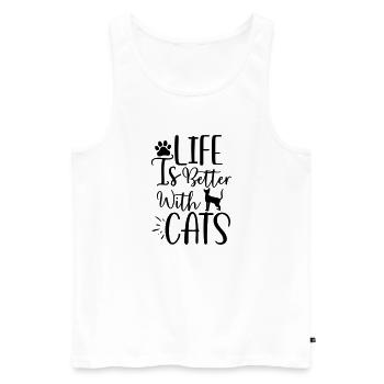 une vie meilleure avec les chats - Débardeur bio Premium Homme - blanc - Devant - AI Model Male 178 light (178cm)