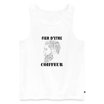 Fier d'être Coiffeur, idée de cadeau - Débardeur bio Premium Homme - blanc - Devant - Michal (187cm)