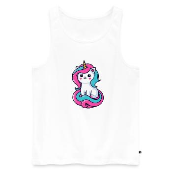 Chat licorne - Débardeur bio Premium Homme - blanc - Devant - AI Model Male 178 light (178cm)