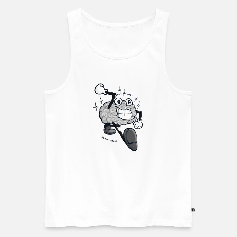 Happy Brain - Graue Version - Männer Premium Bio Tank Top - Weiß